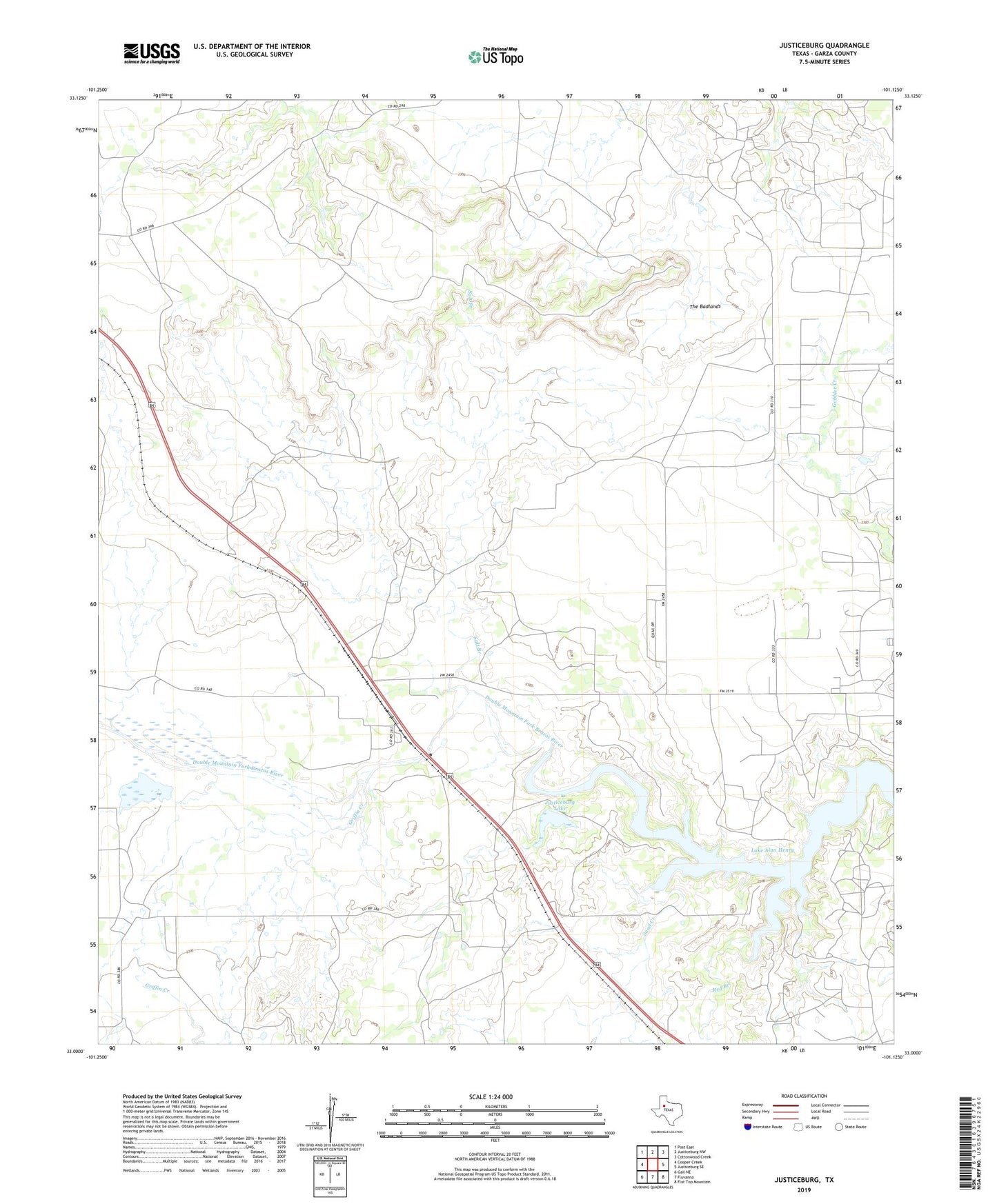 Justiceburg Texas US Topo Map Image