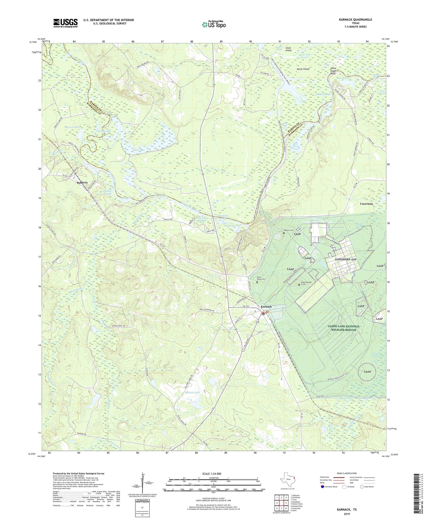 Karnack Texas US Topo Map Image