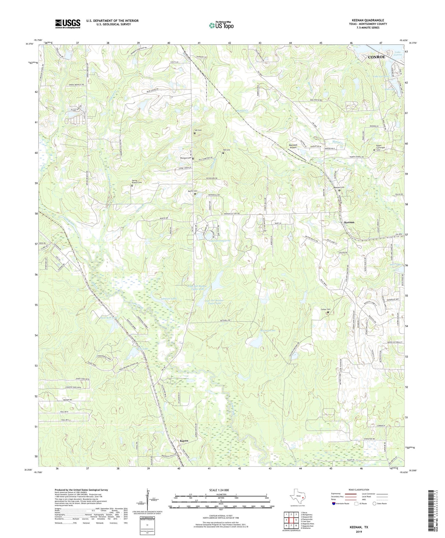 Keenan Texas US Topo Map Image