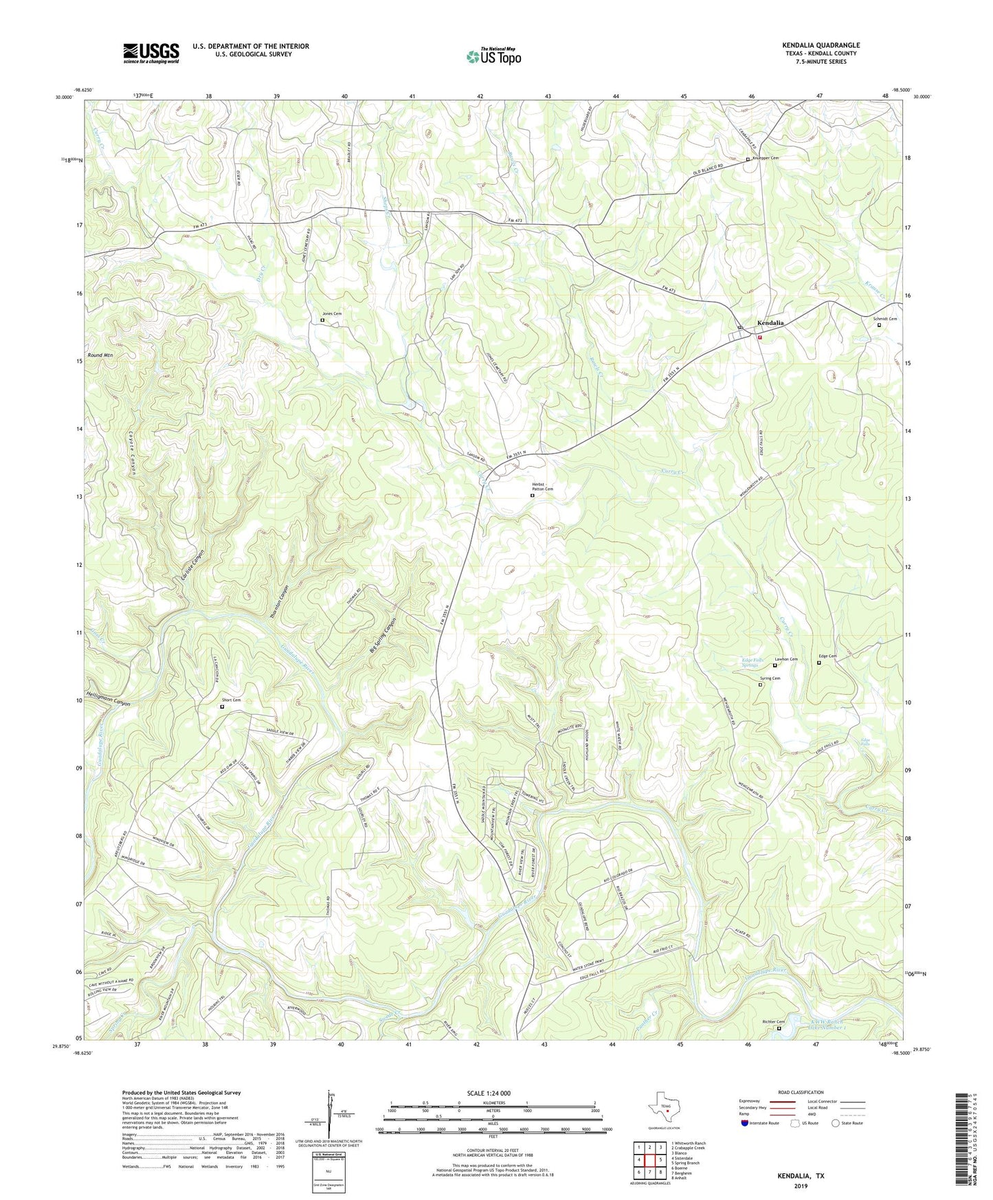 Kendalia Texas US Topo Map Image