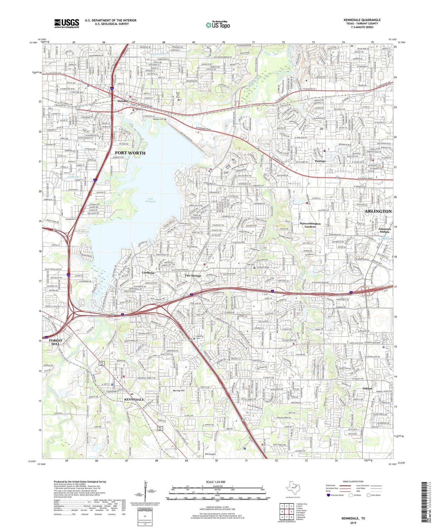 Kennedale Texas US Topo Map Image