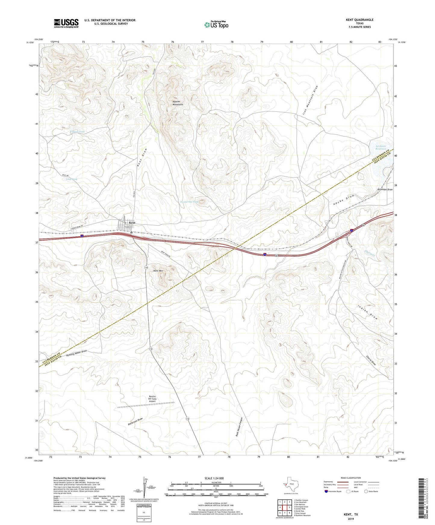 Kent Texas US Topo Map Image