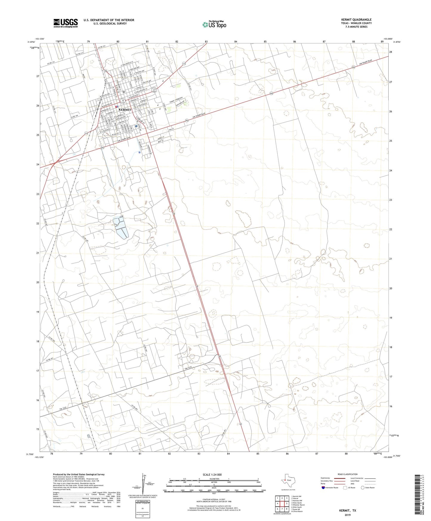Kermit Texas US Topo Map Image