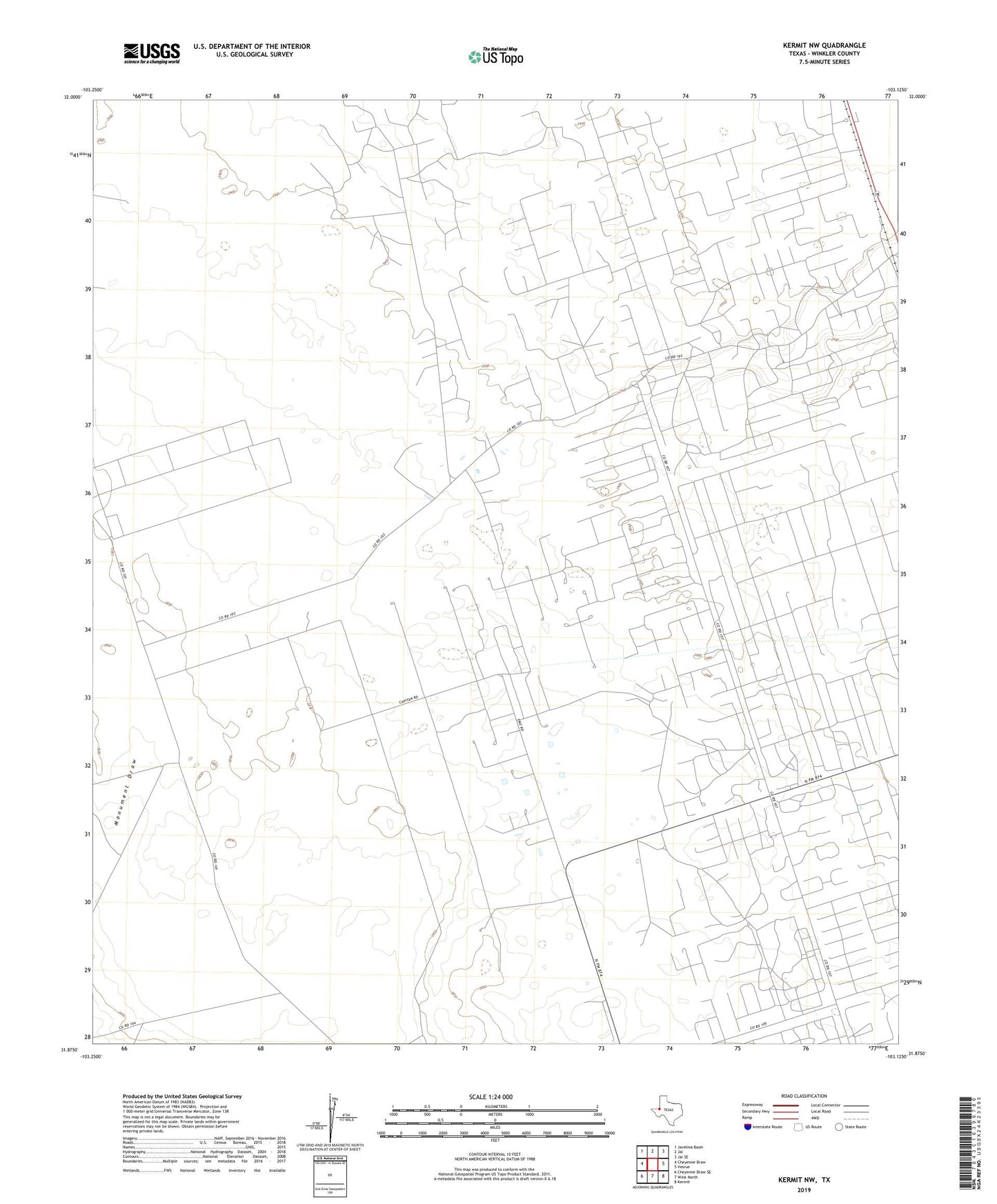 Kermit NW Texas US Topo Map Image