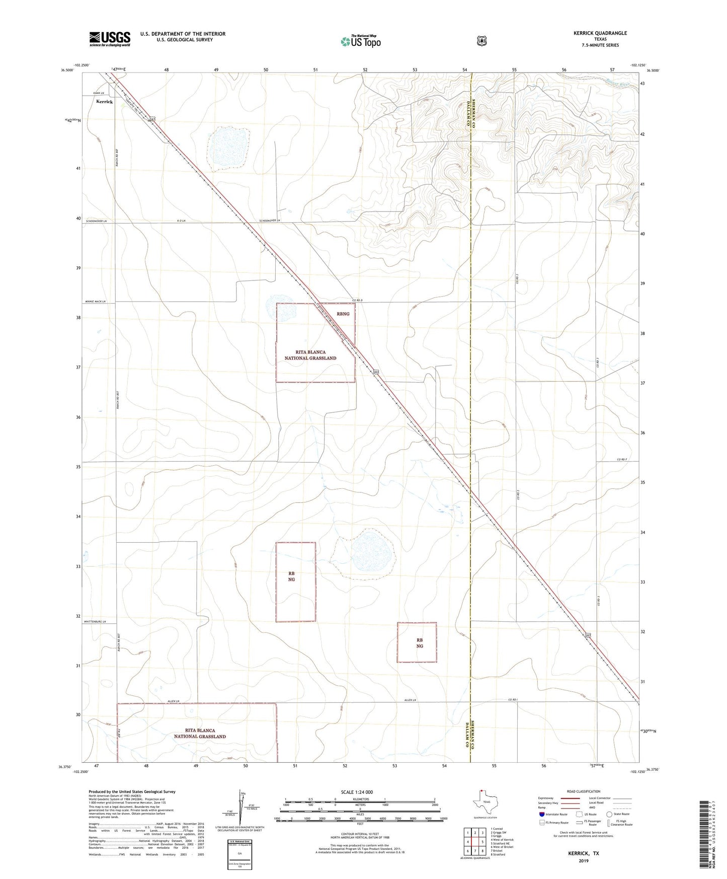 Kerrick Texas US Topo Map Image