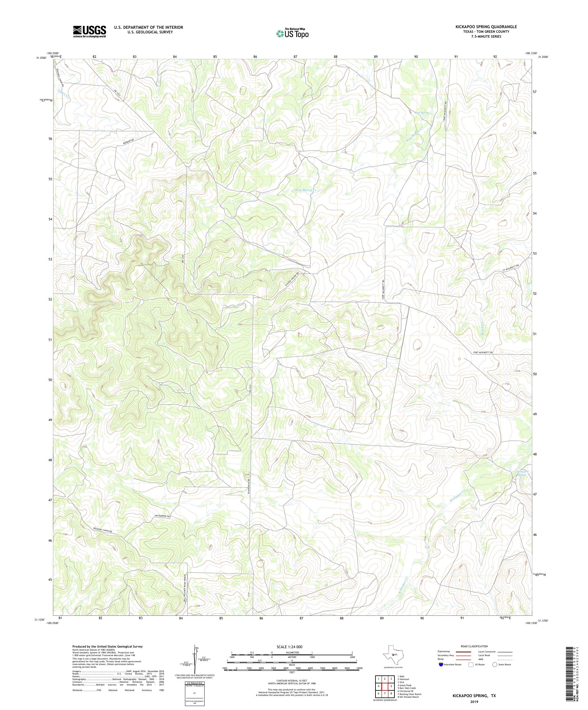Kickapoo Spring Texas US Topo Map – MyTopo Map Store