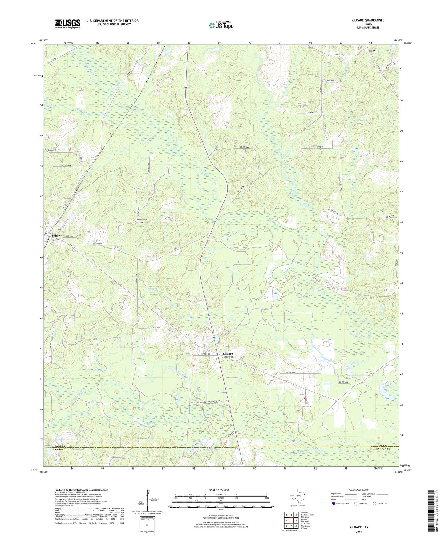 Kildare Texas US Topo Map Image
