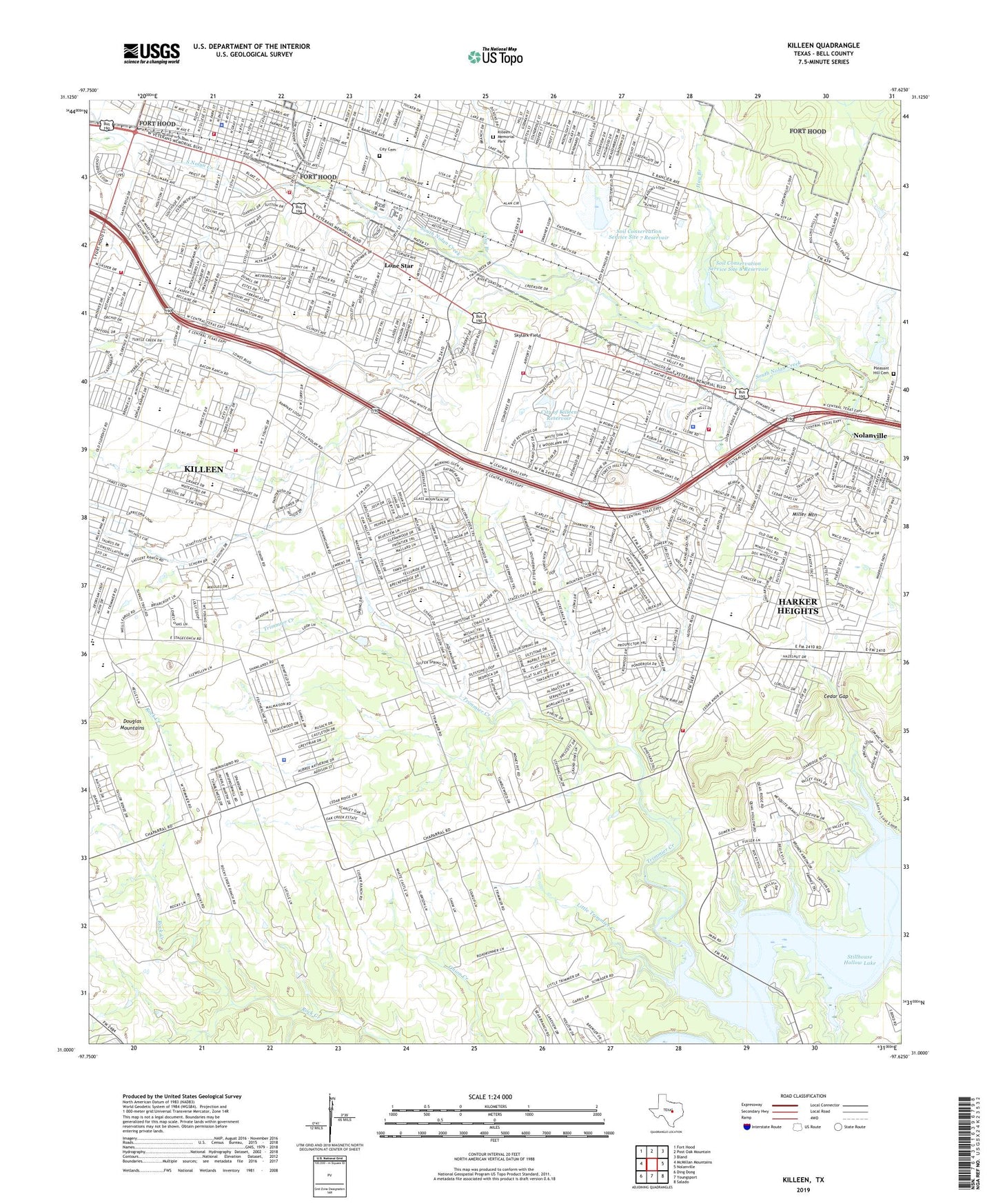 Killeen Texas US Topo Map Image