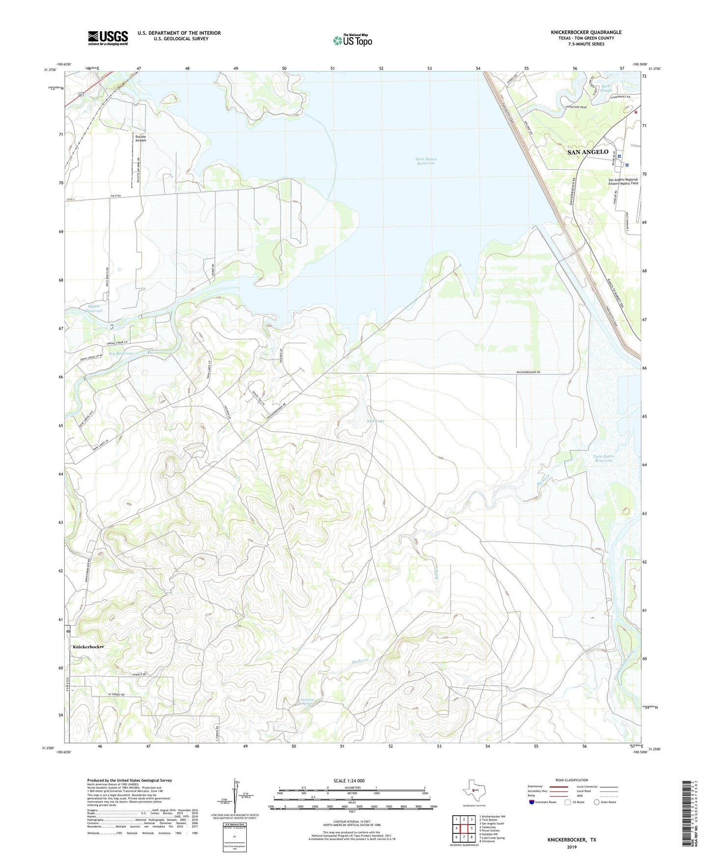 Knickerbocker Texas US Topo Map Image