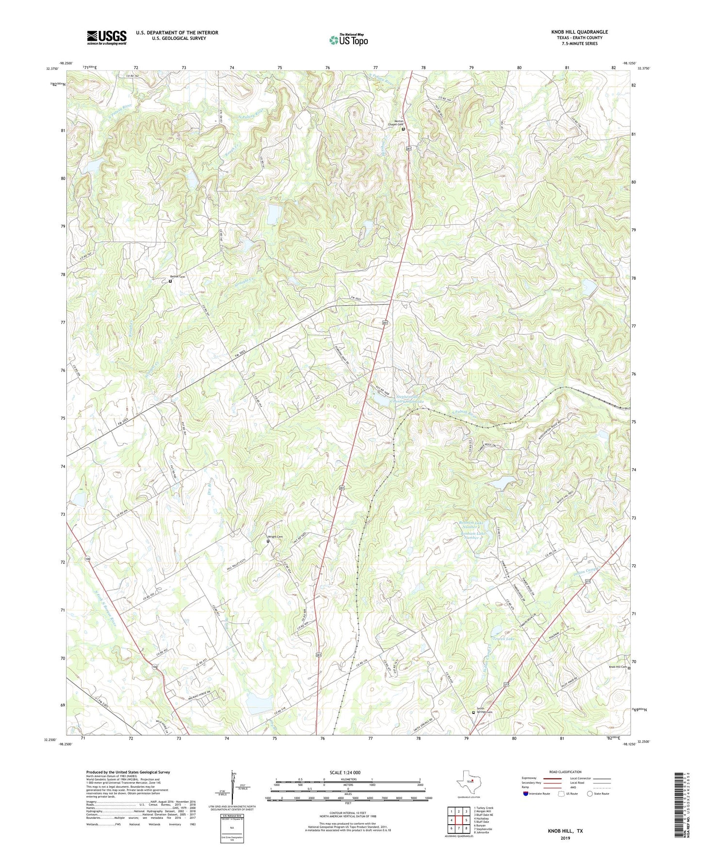 Knob Hill Texas US Topo Map Image