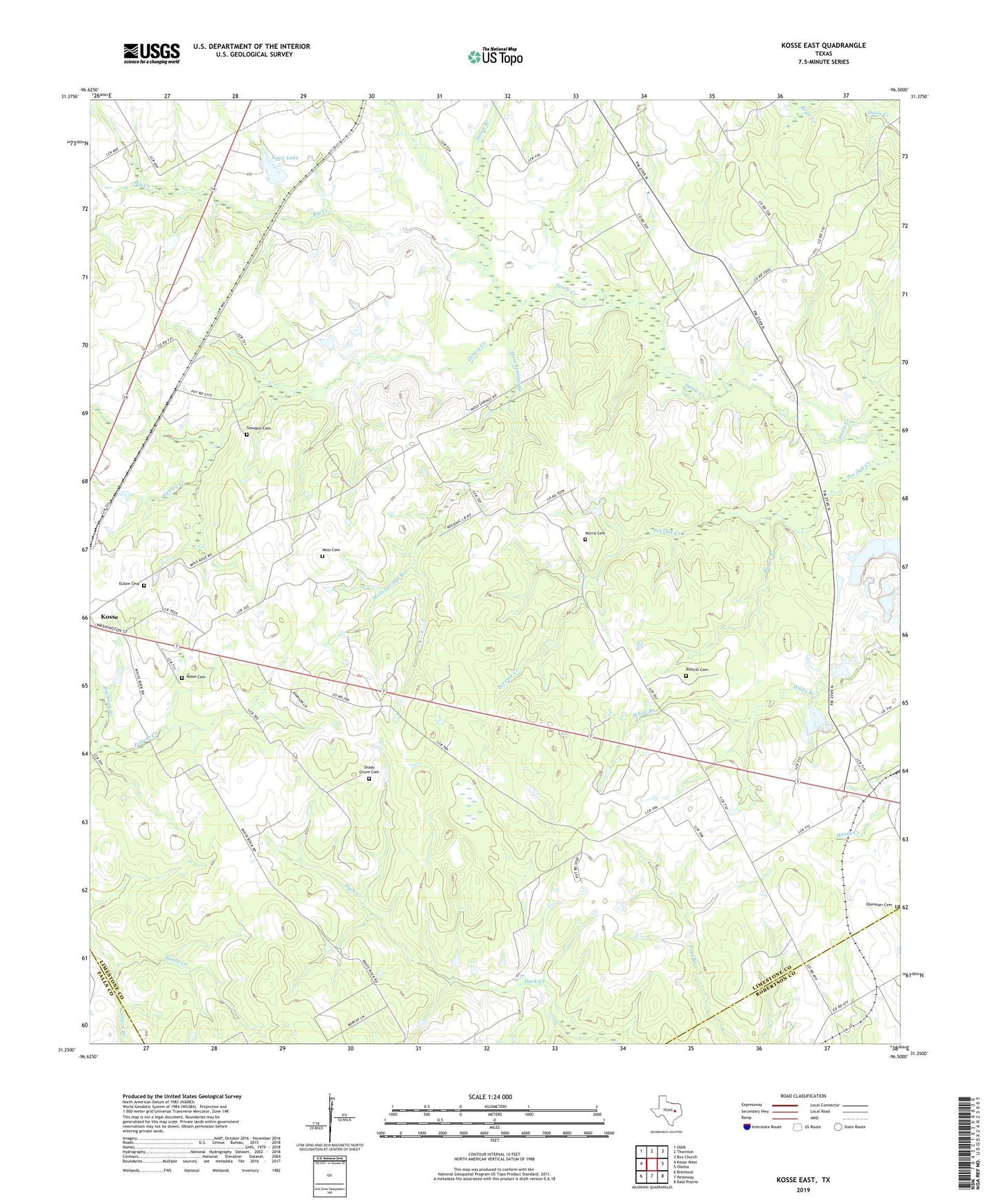 Kosse East Texas US Topo Map Image