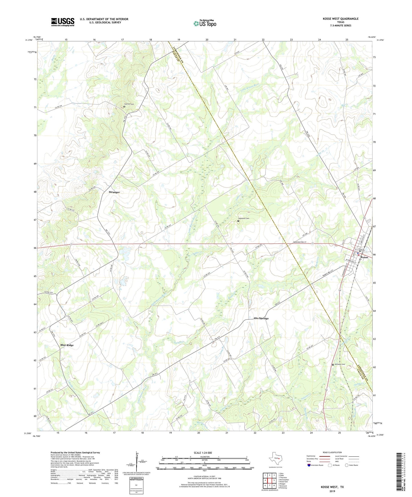 Kosse West Texas US Topo Map Image