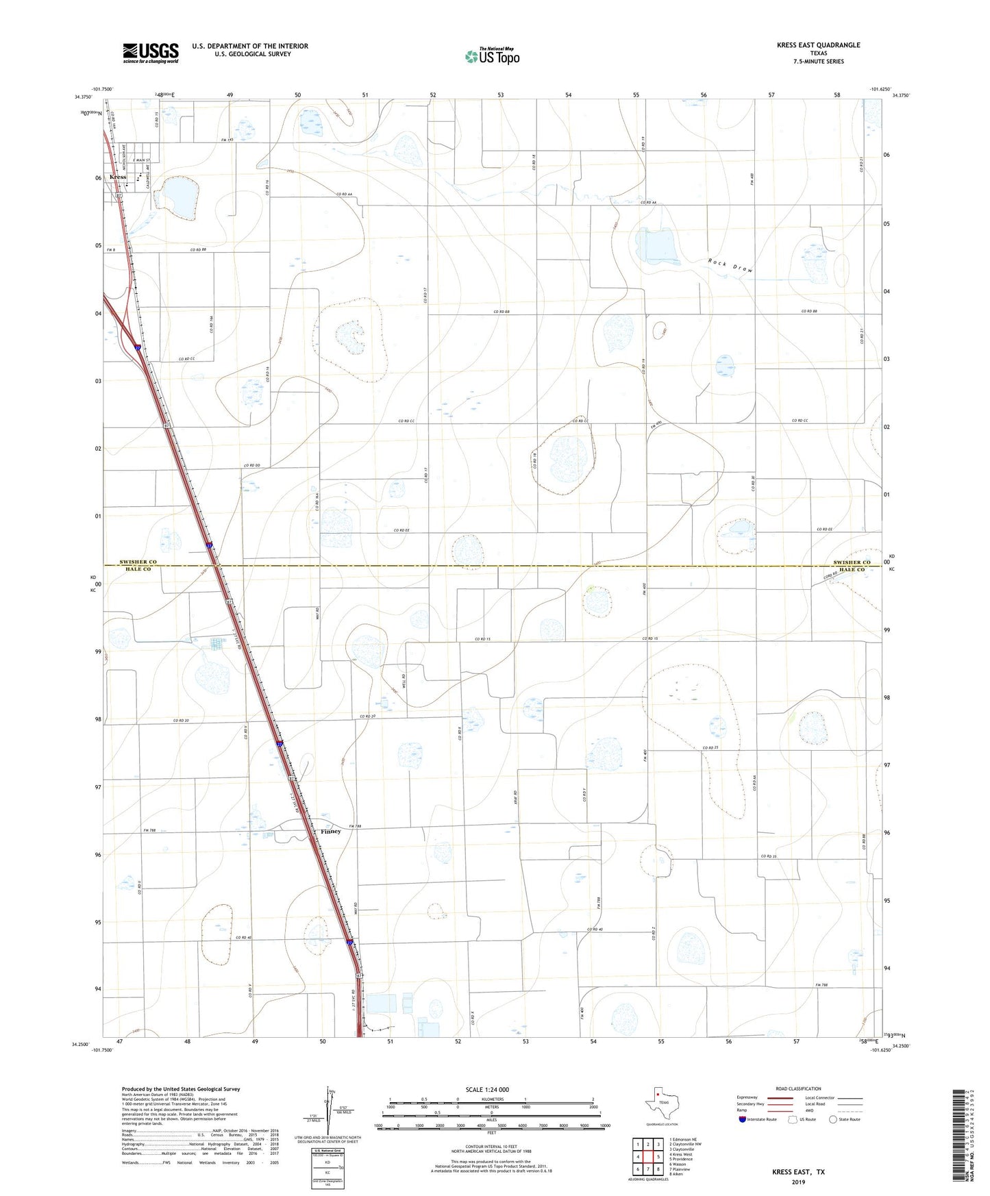Kress East Texas US Topo Map Image