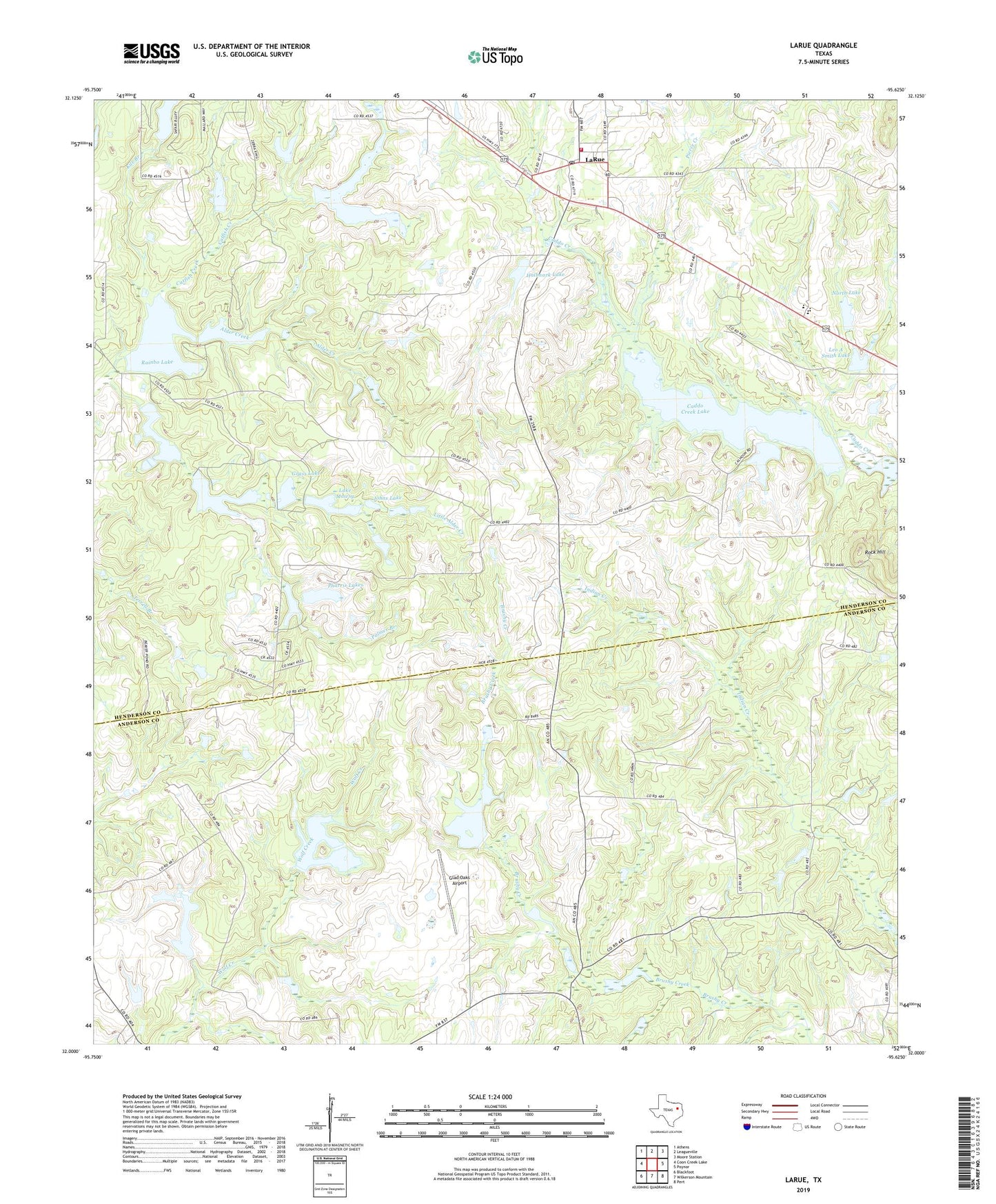 LaRue Texas US Topo Map Image