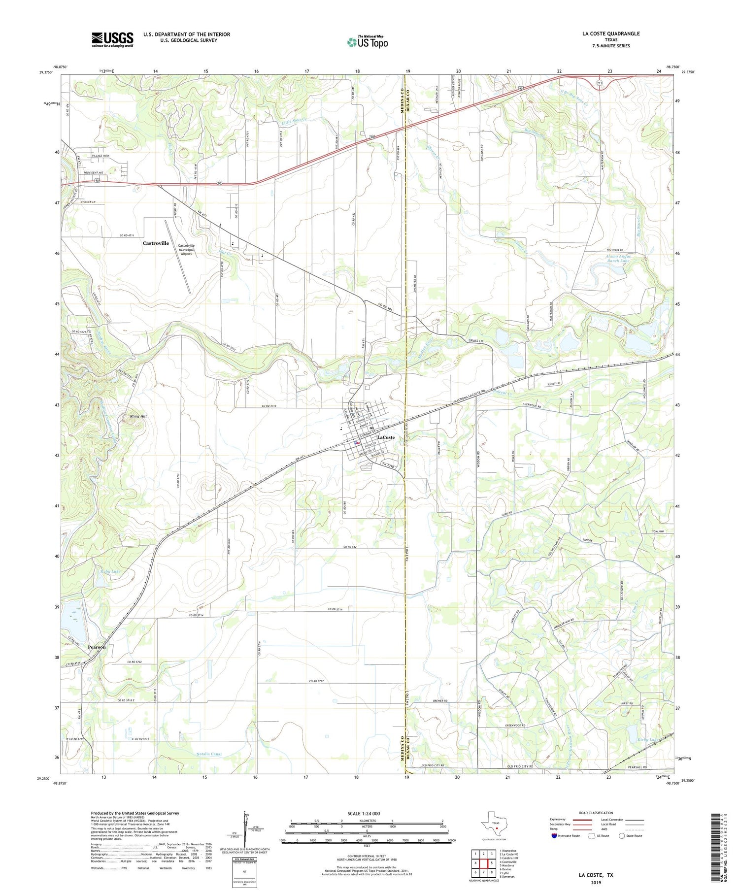 La Coste Texas US Topo Map Image