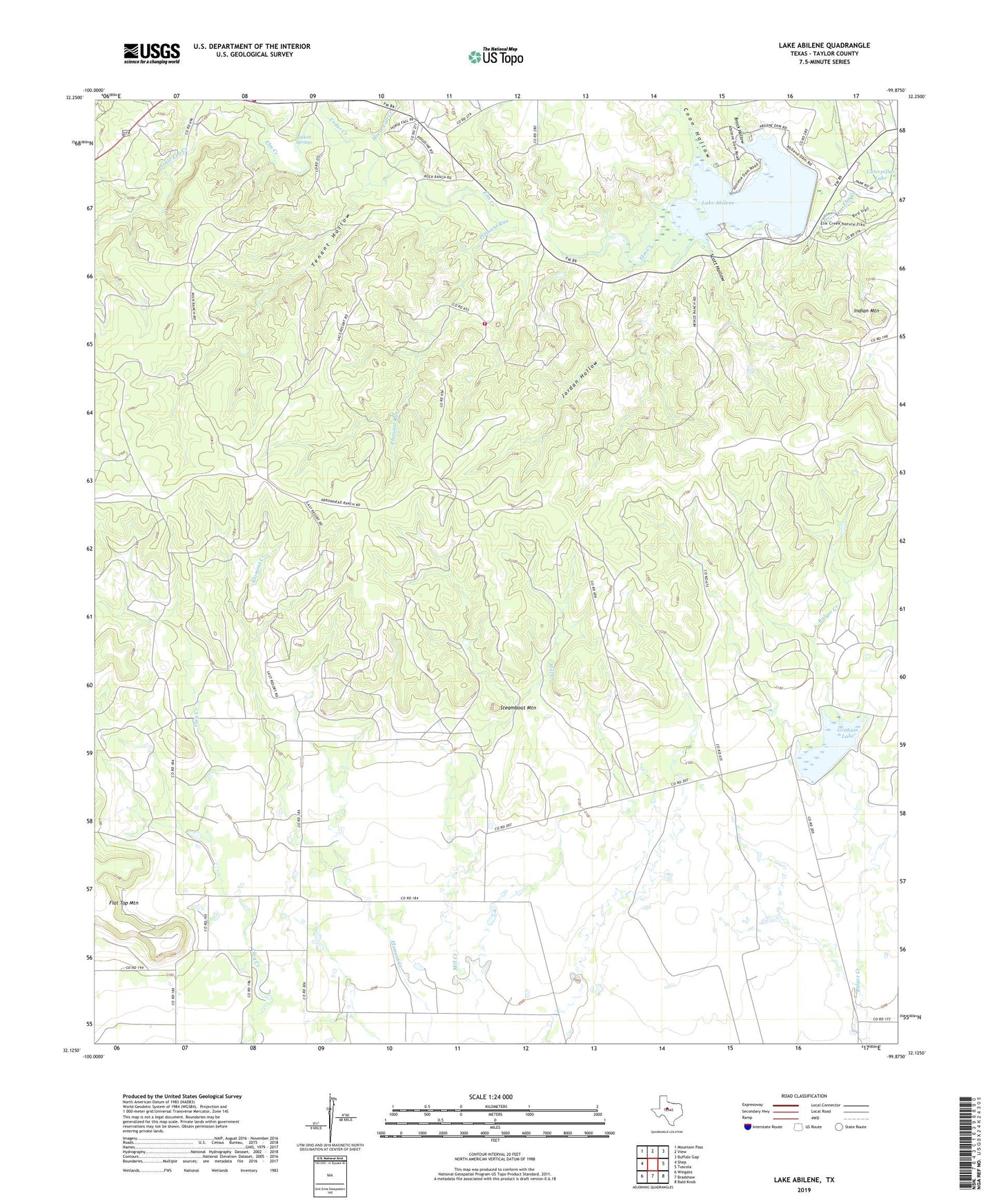 Lake Abilene Texas US Topo Map Image