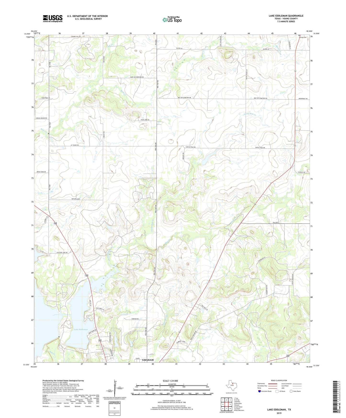 Lake Eddleman Texas US Topo Map Image