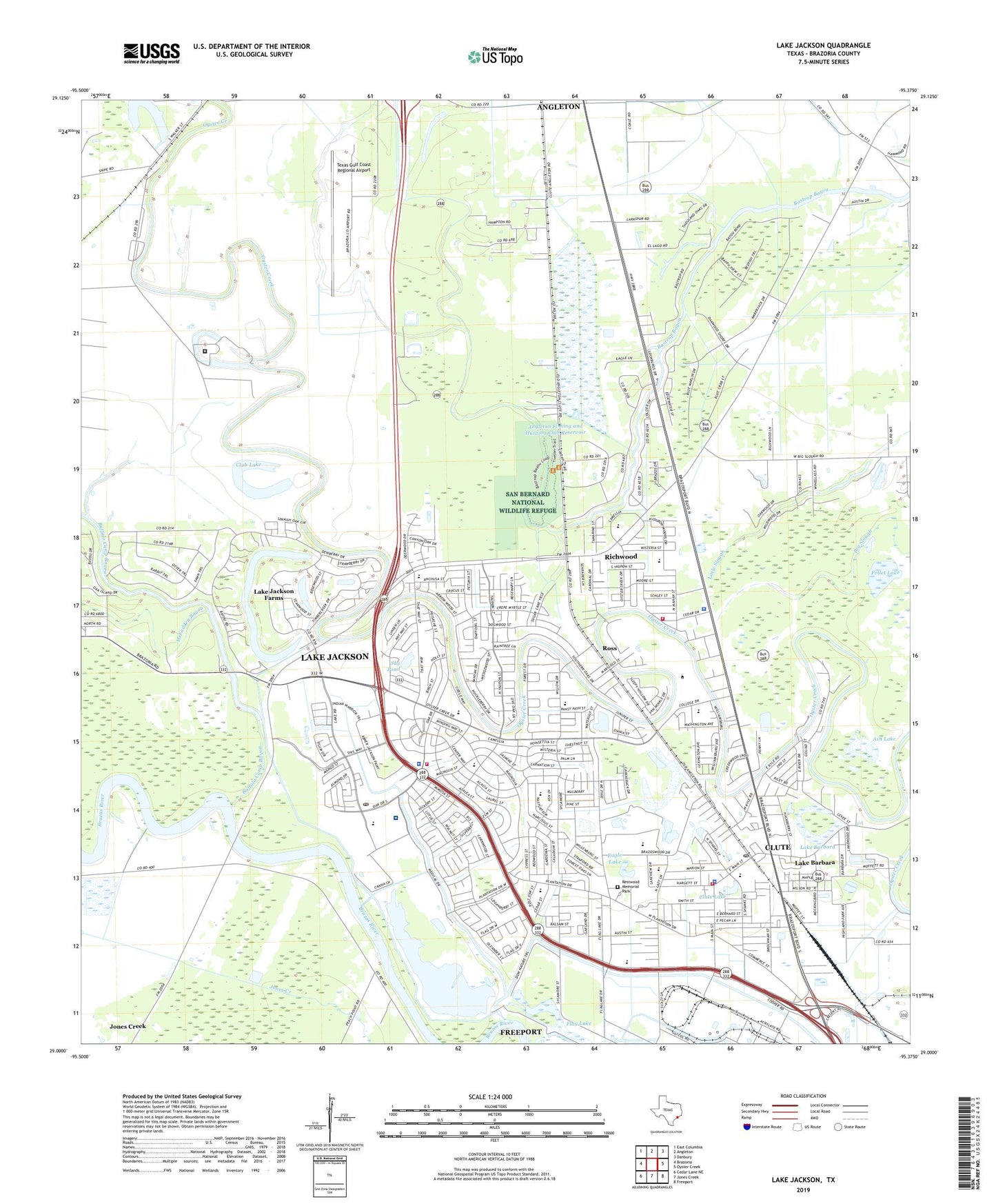 Lake Jackson Texas US Topo Map Image