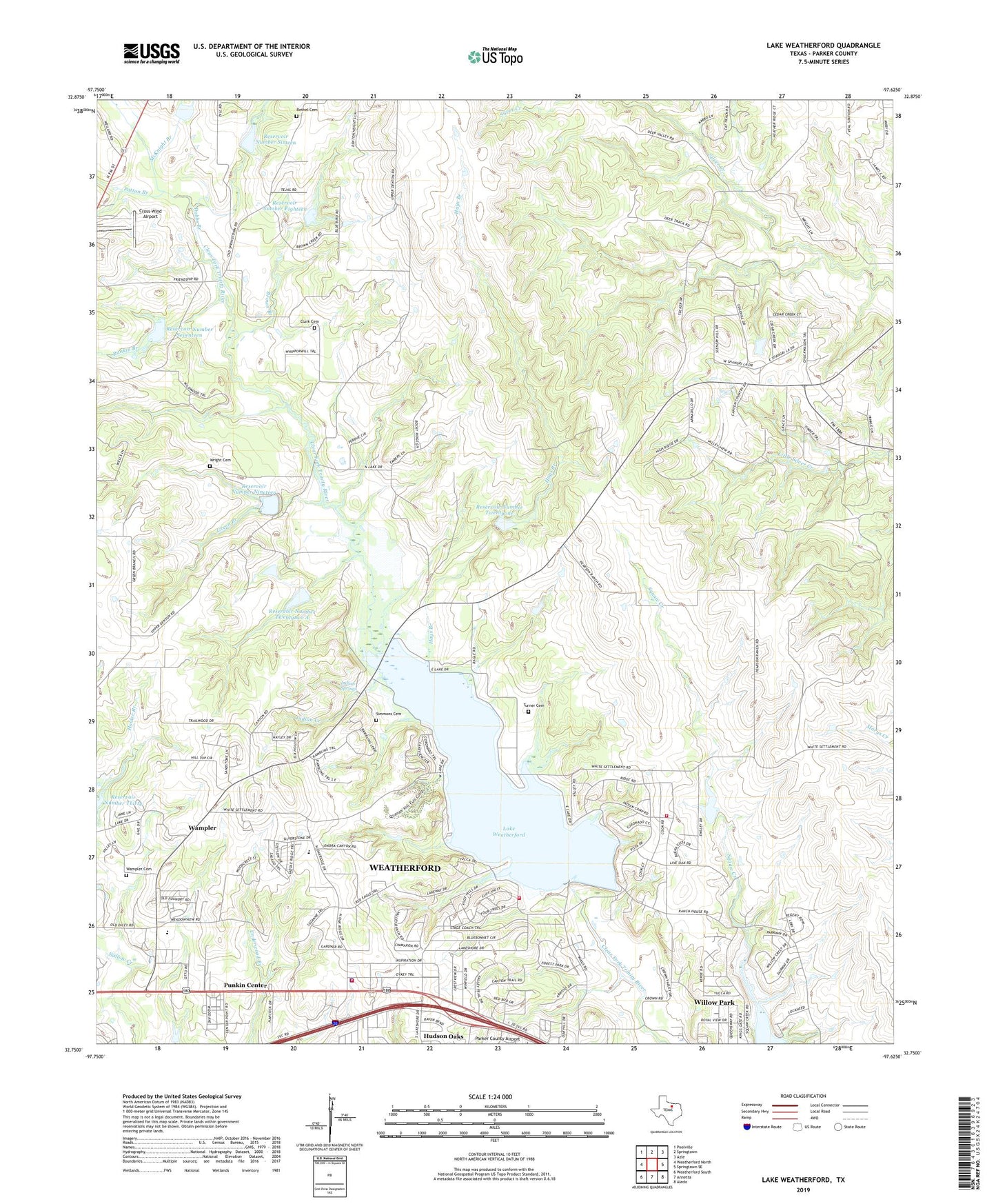 Lake Weatherford Texas US Topo Map Image