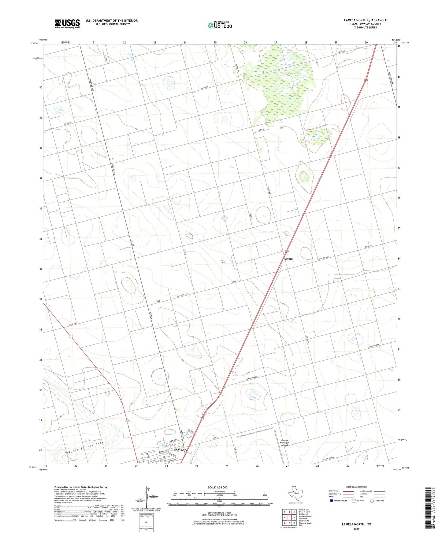 Lamesa North Texas US Topo Map Image
