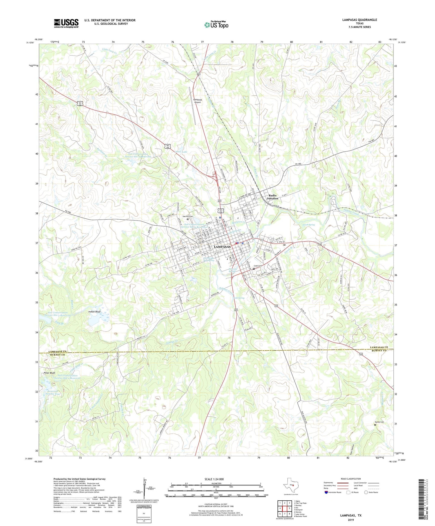 Lampasas Texas US Topo Map Image