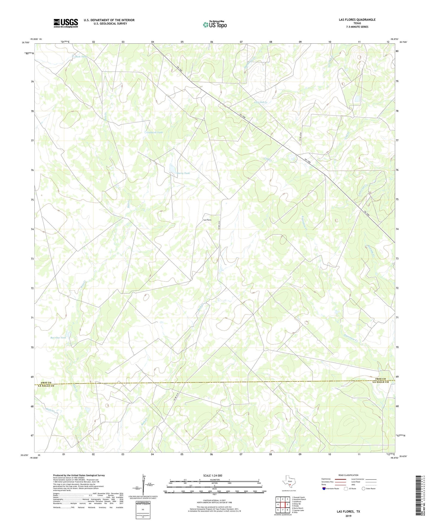 Las Flores Texas US Topo Map Image