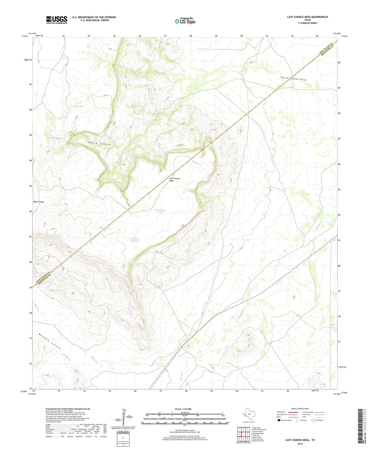 Last Chance Mesa Texas US Topo Map Image
