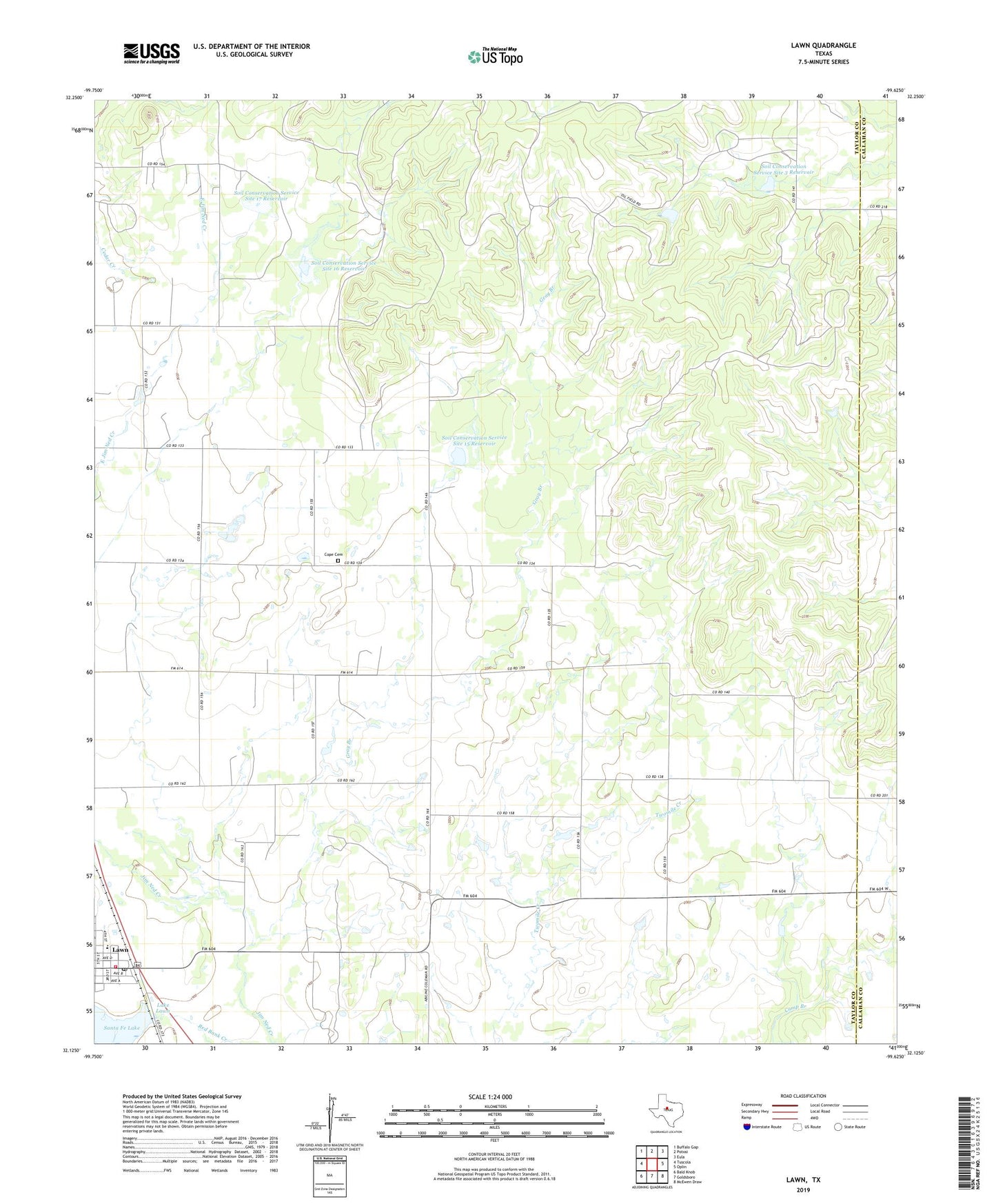 Lawn Texas US Topo Map Image