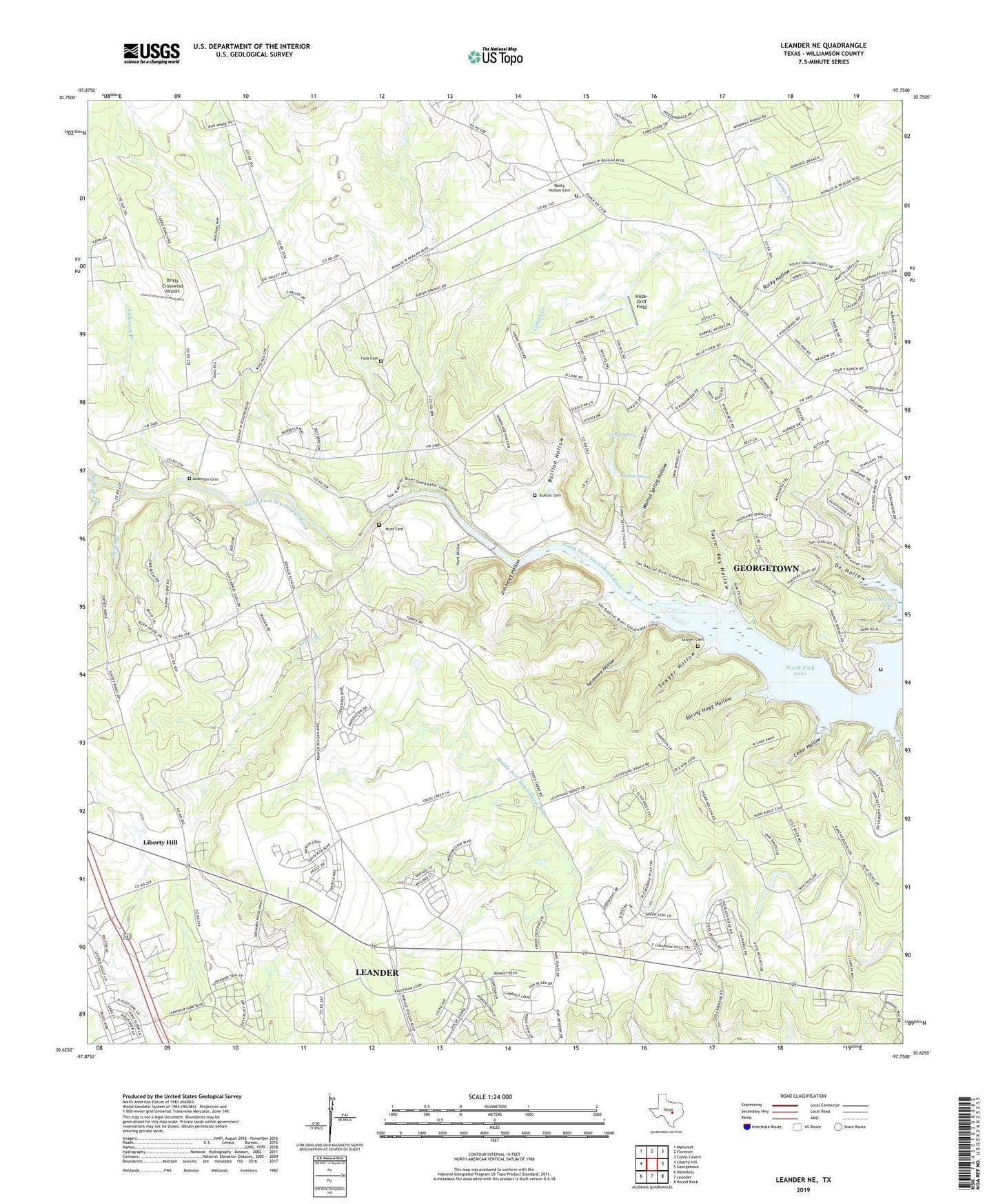 Leander NE Texas US Topo Map Image
