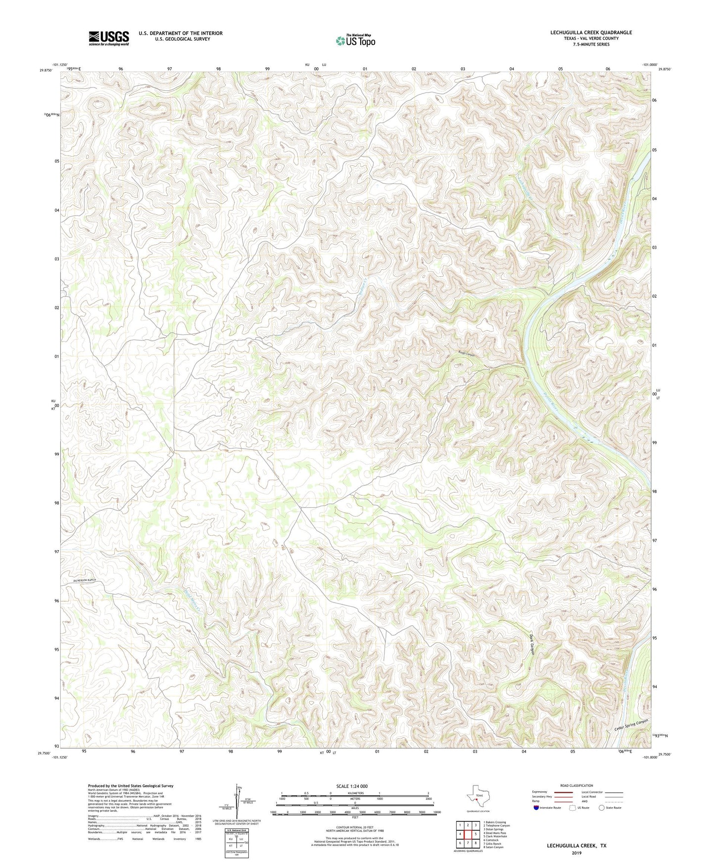 Lechuguilla Creek Texas US Topo Map Image