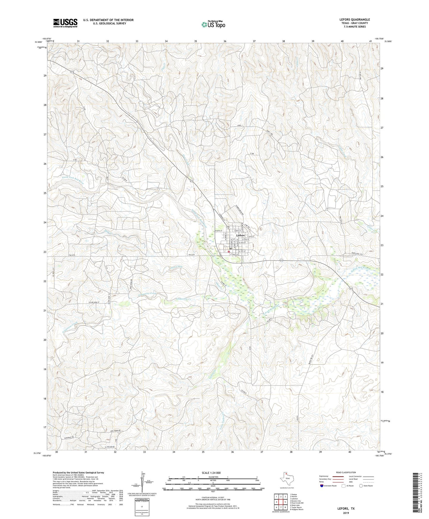 Lefors Texas US Topo Map Image