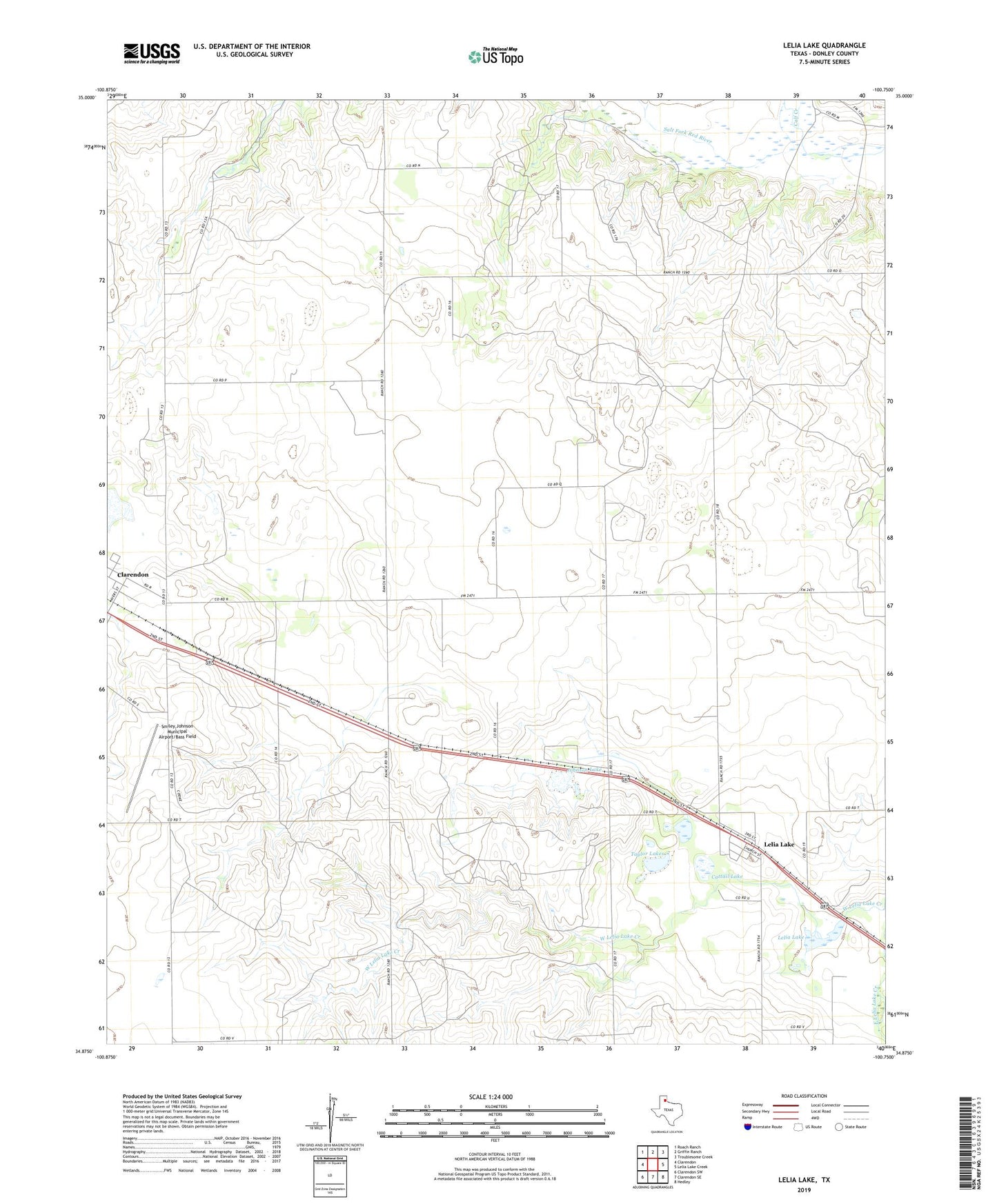 Lelia Lake Texas US Topo Map Image