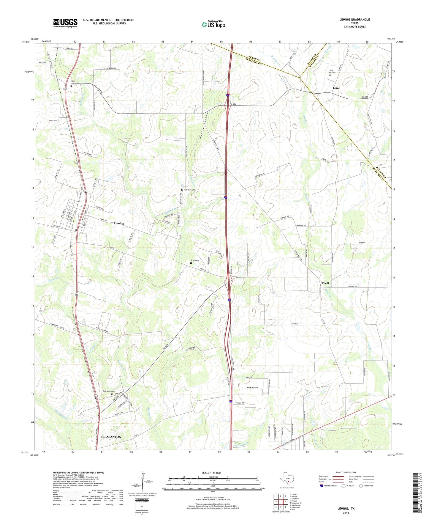 Leming Texas US Topo Map Image