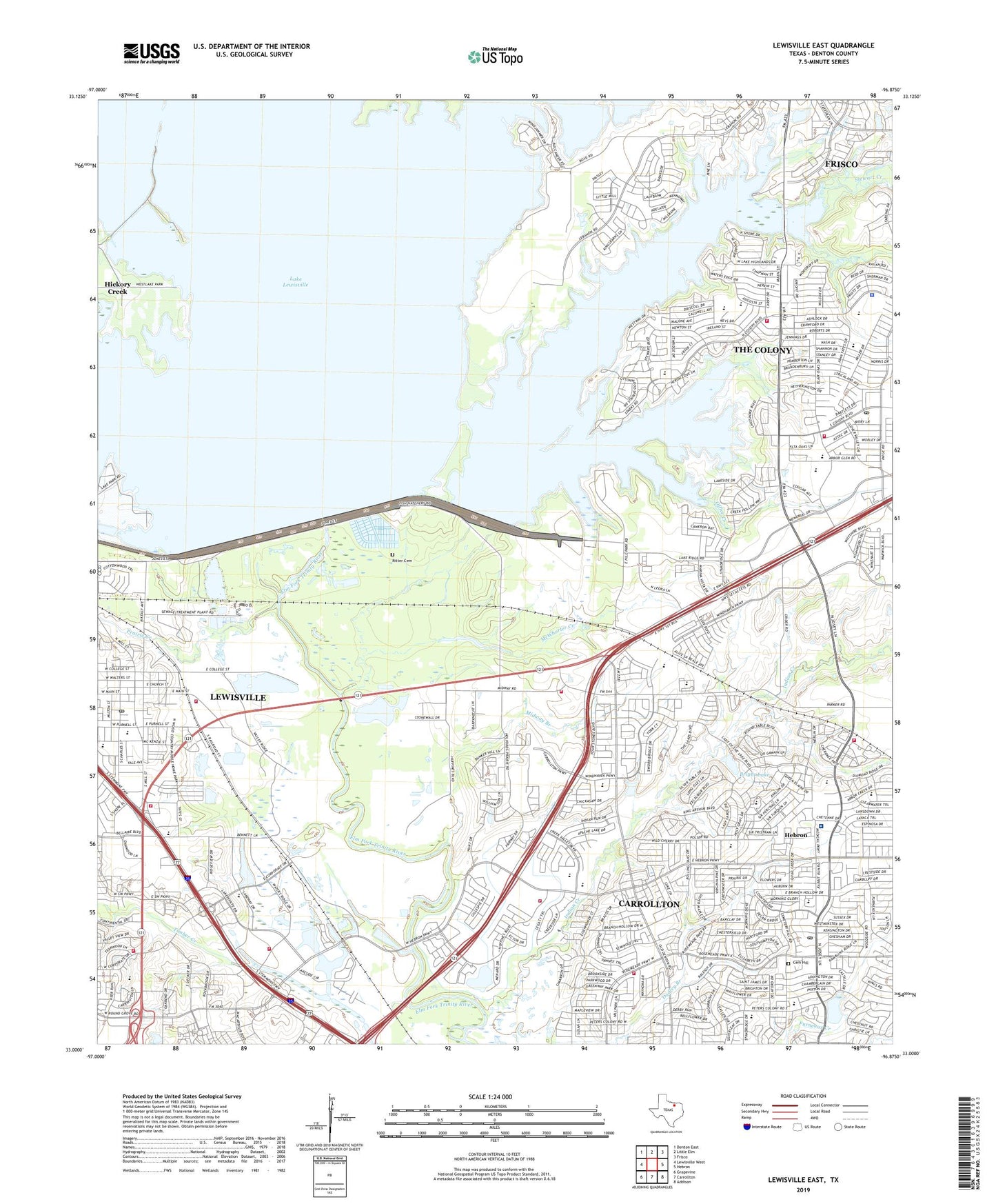 Lewisville East Texas US Topo Map Image