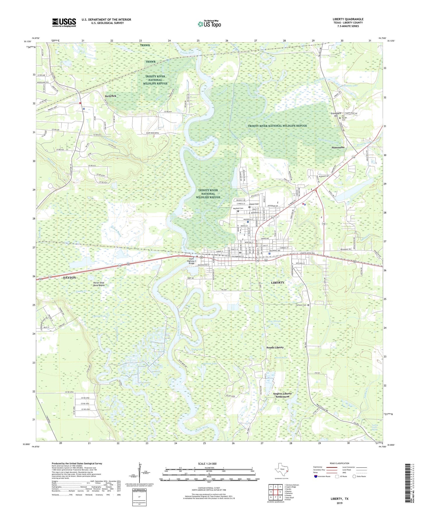 Liberty Texas US Topo Map Image