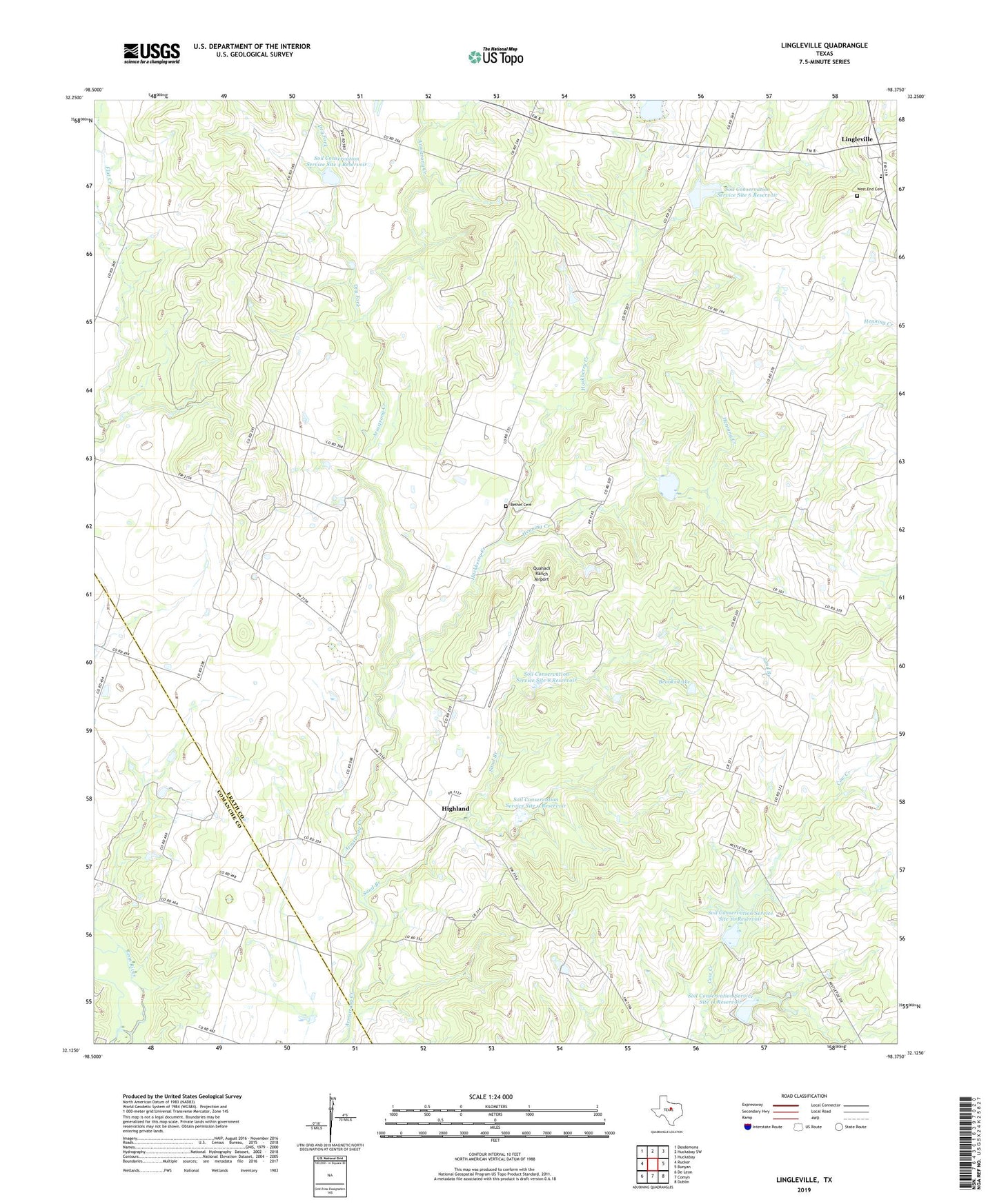 Lingleville Texas US Topo Map Image