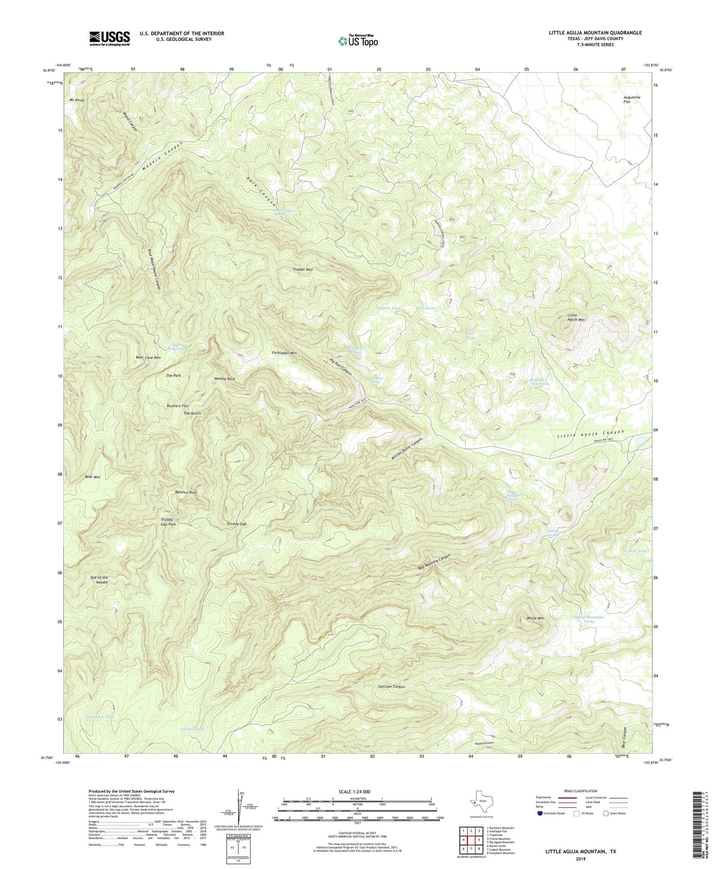 Little Aguja Mountain Texas US Topo Map Image