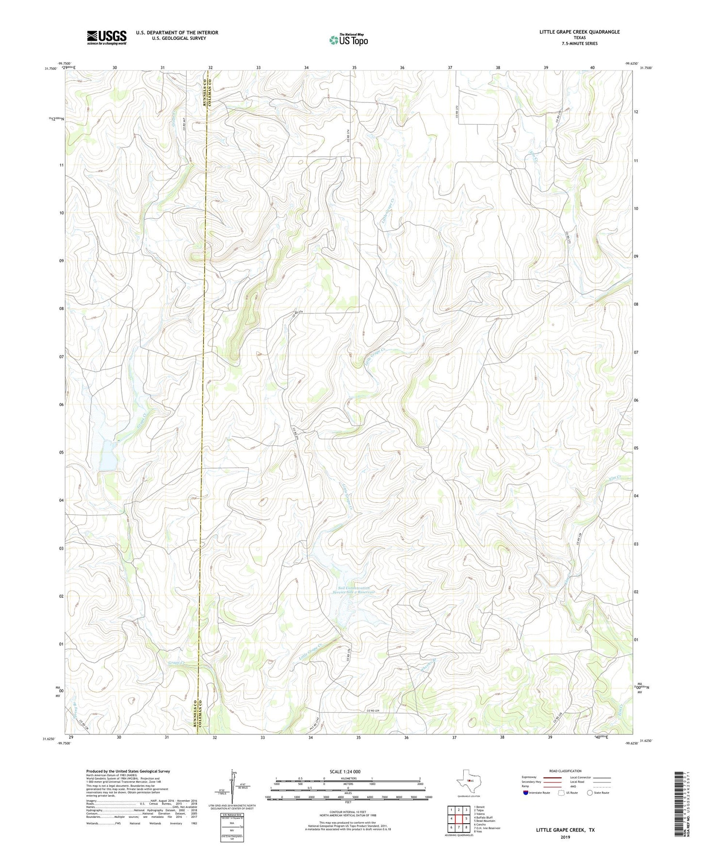 Little Grape Creek Texas US Topo Map Image