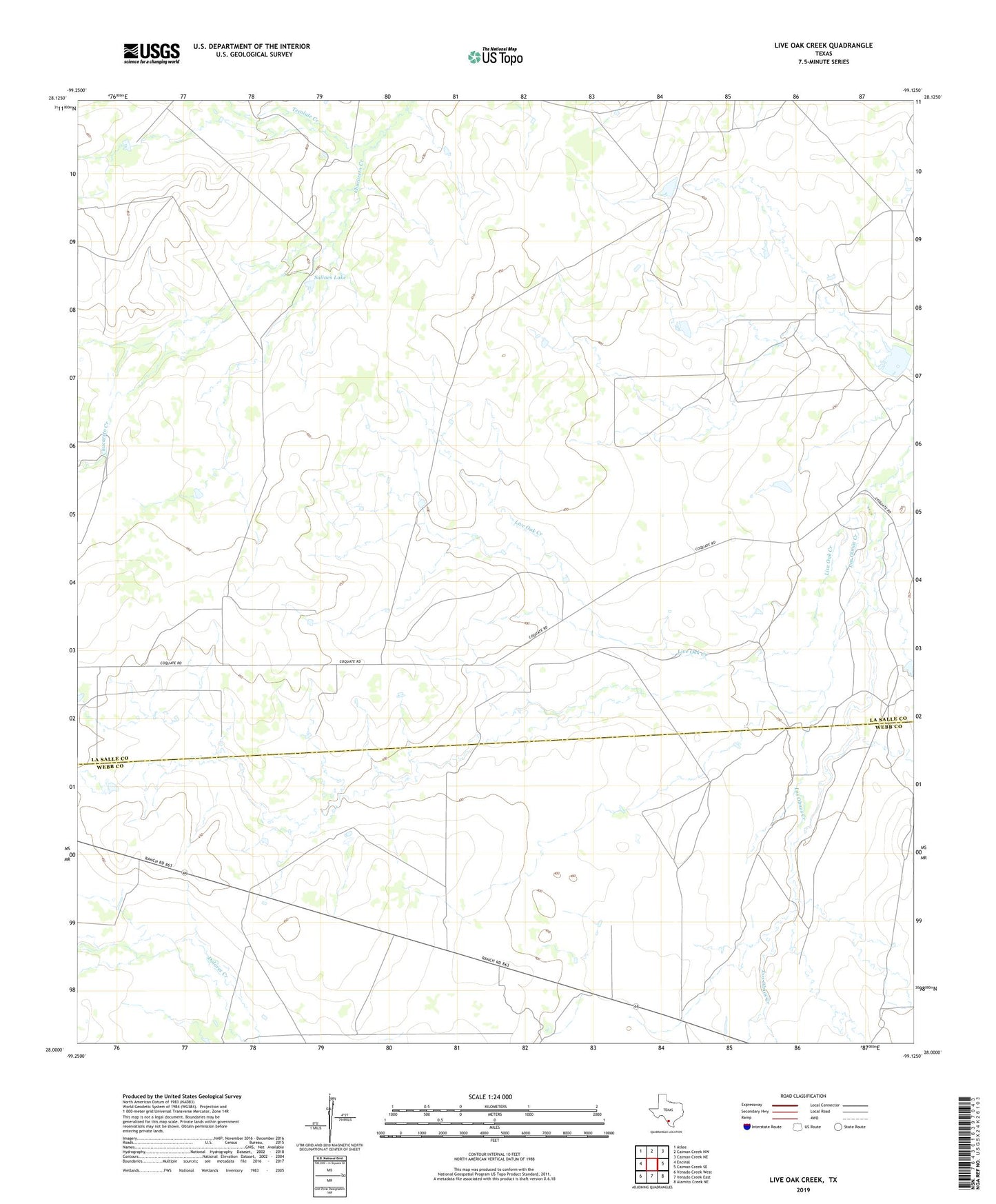 Live Oak Creek Texas US Topo Map Image
