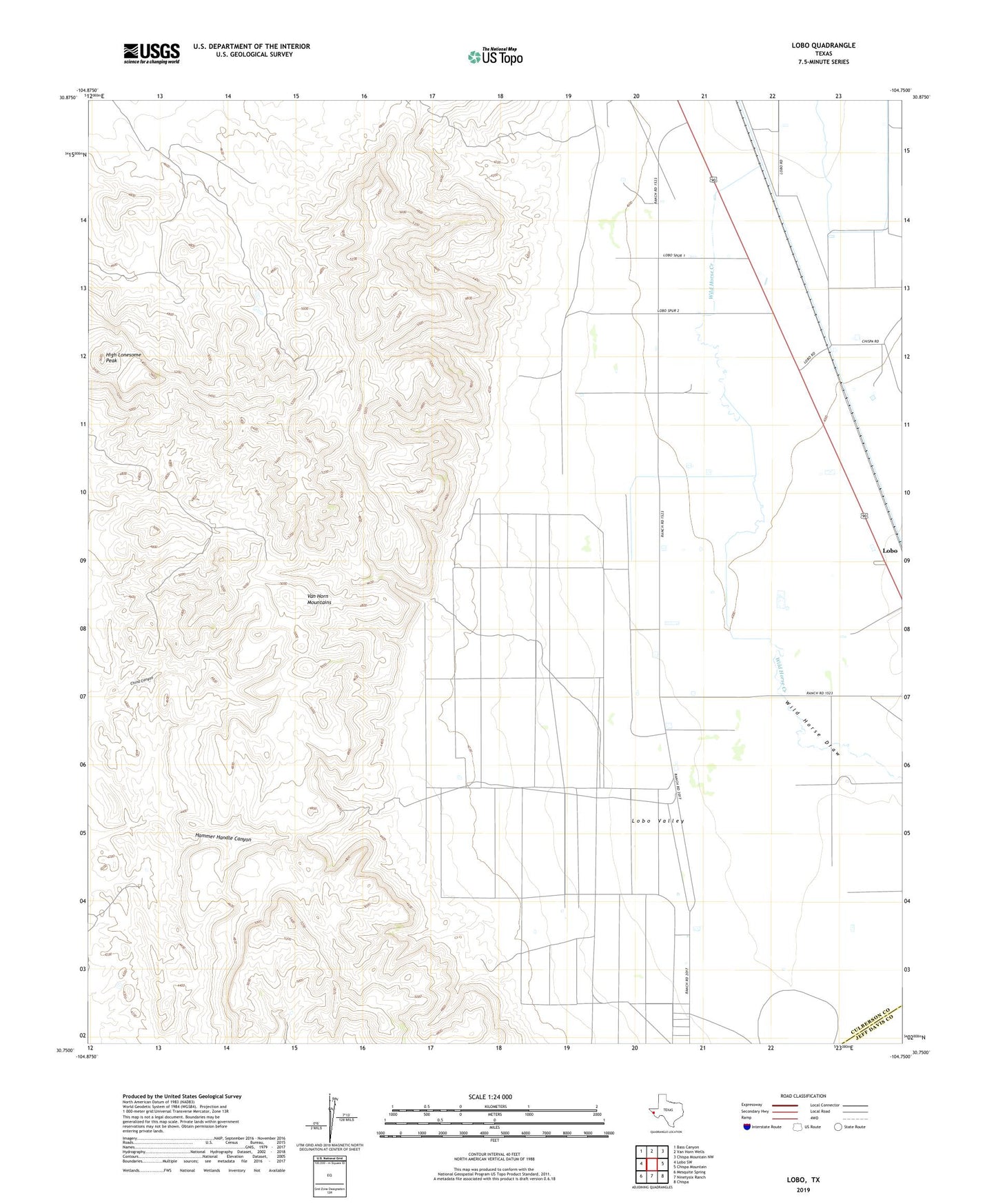Lobo Texas US Topo Map Image