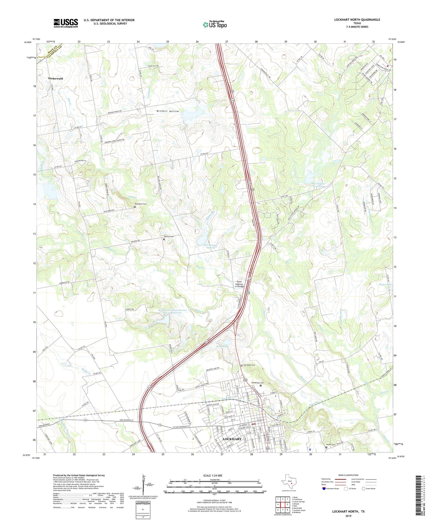 Lockhart North Texas US Topo Map Image