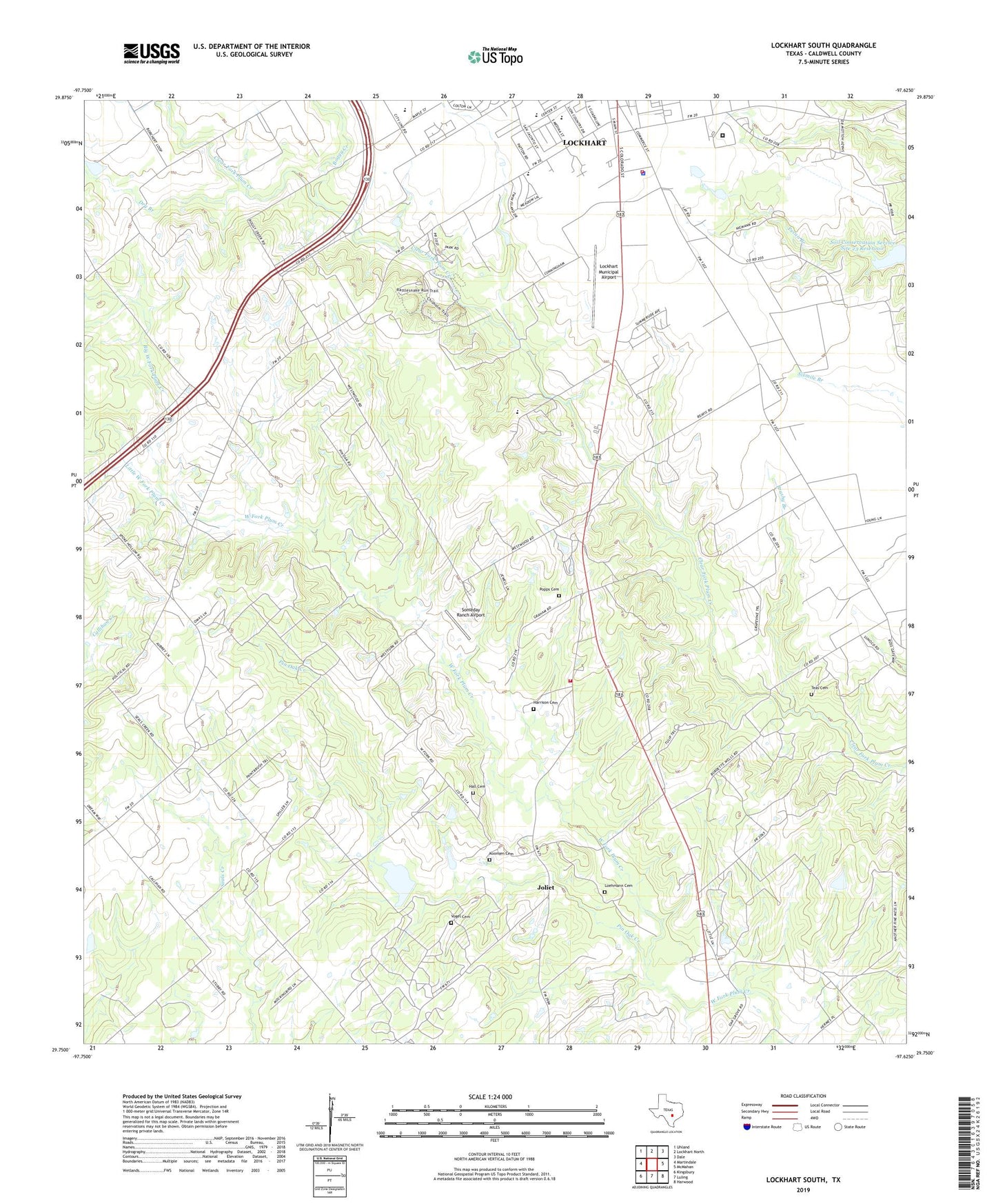 Lockhart South Texas US Topo Map Image