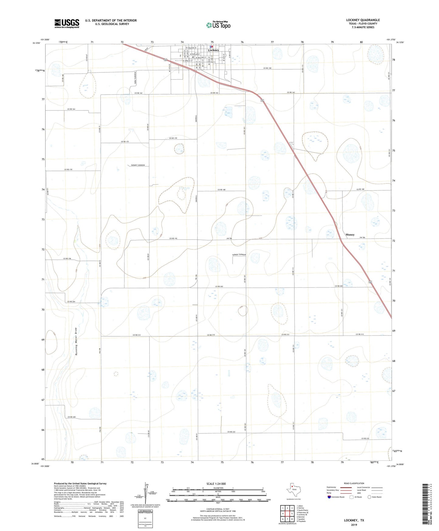 Lockney Texas US Topo Map Image