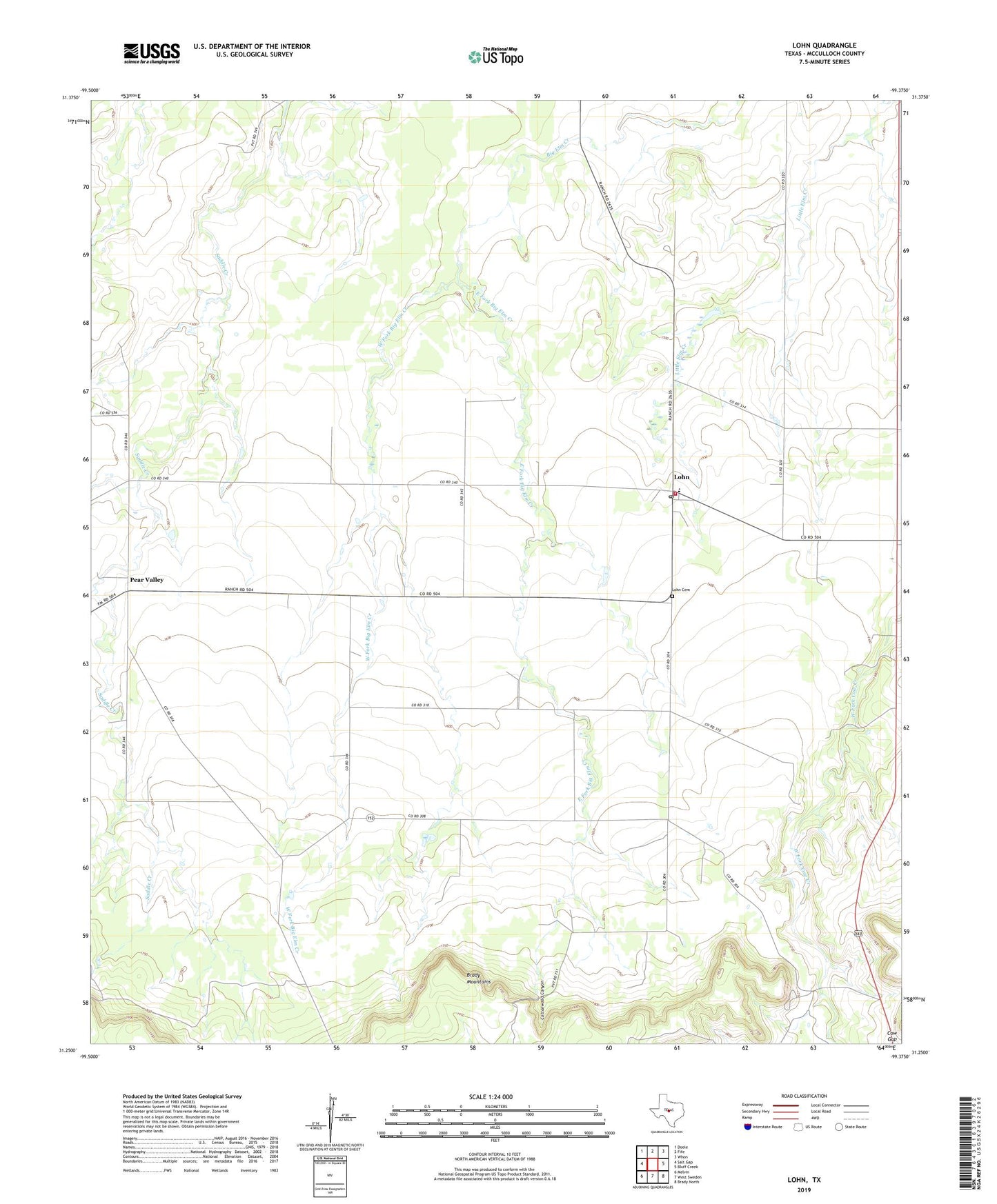 Lohn Texas US Topo Map Image