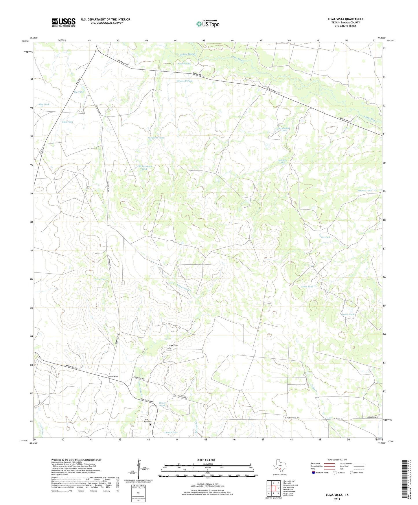 Loma Vista Texas US Topo Map Image
