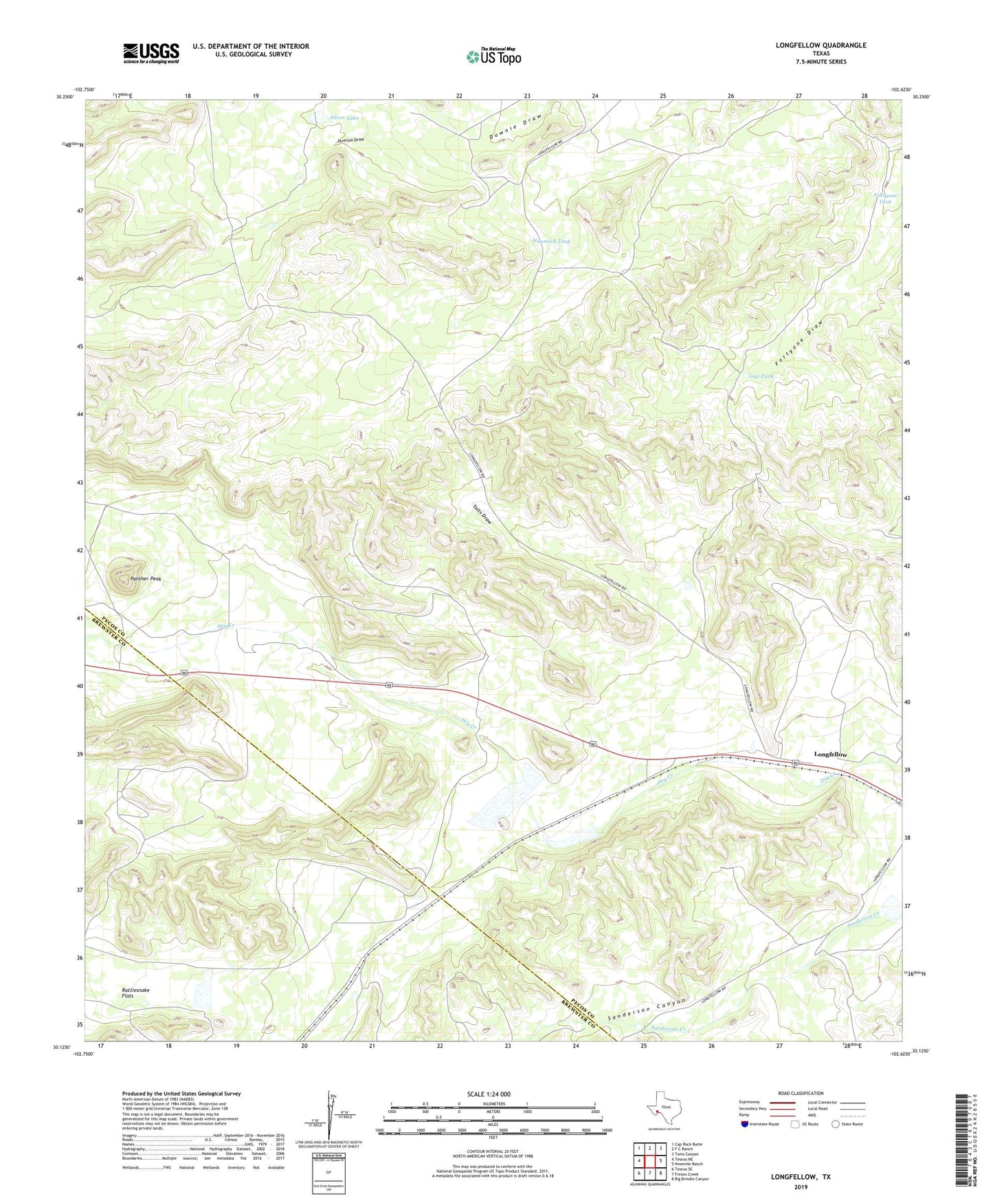 Longfellow Texas US Topo Map Image