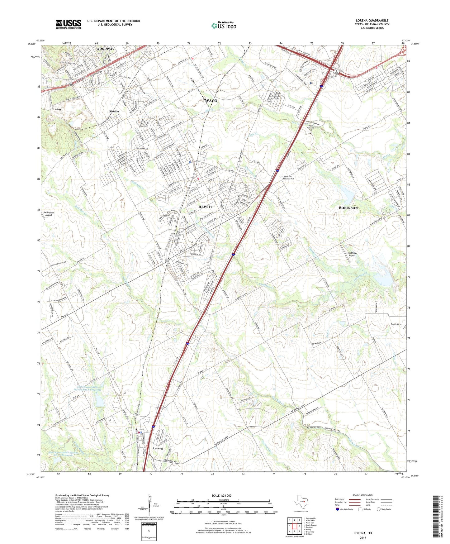 Lorena Texas US Topo Map Image