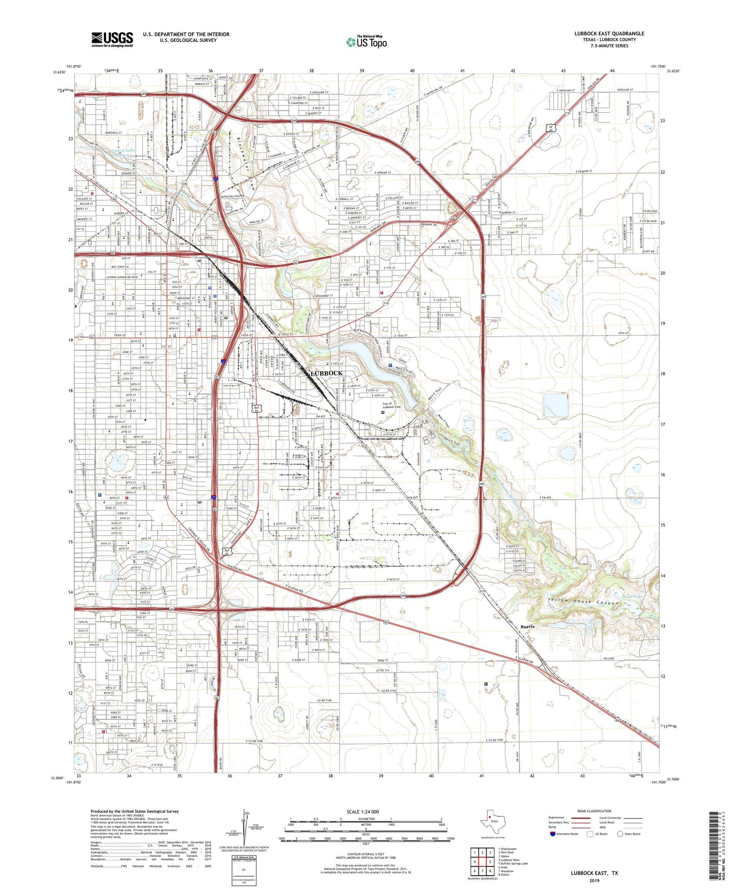 Lubbock East Texas US Topo Map Image