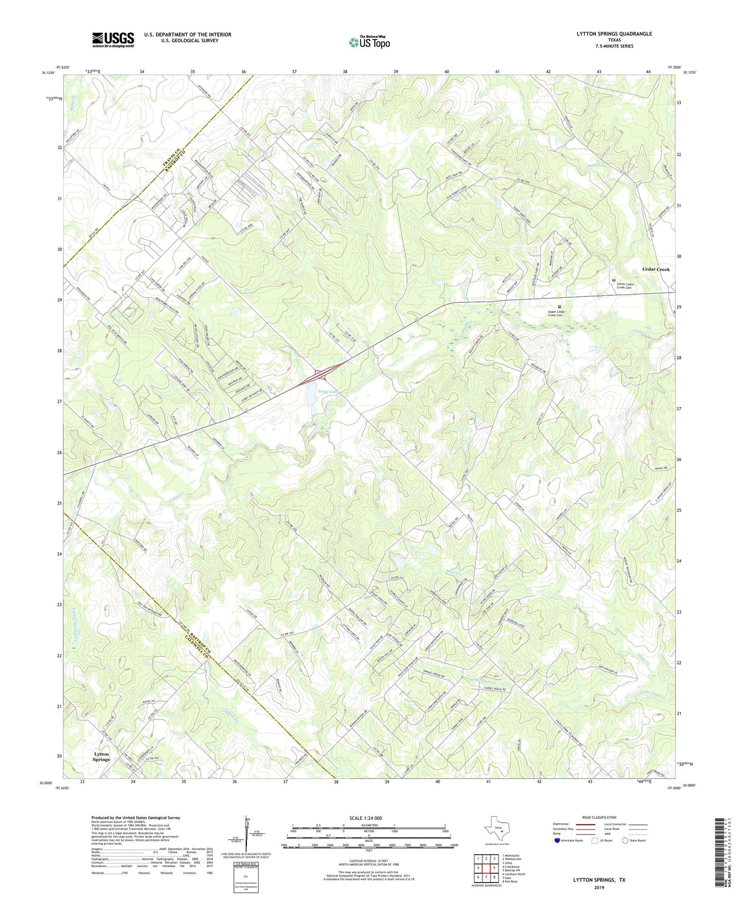 Lytton Springs Texas US Topo Map Image