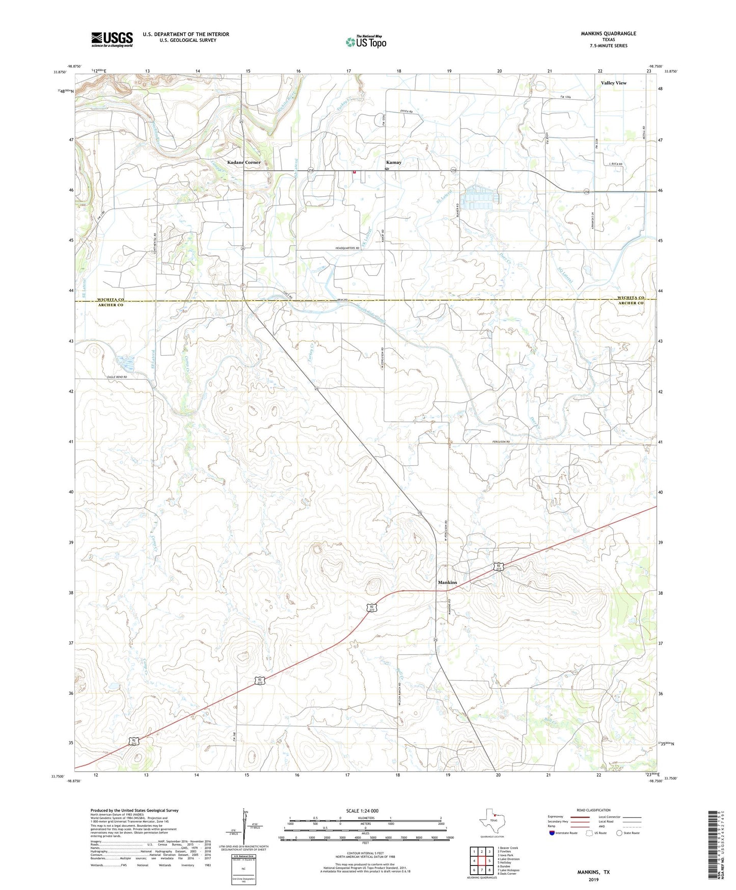 Mankins Texas US Topo Map Image